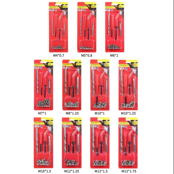 M5 M6 M8 M10 Metric 15Pcs Metric Thread Repair Insert Kit M5 M6 M8 M10 Helicoil Car Pro Coil Tool x 1.5