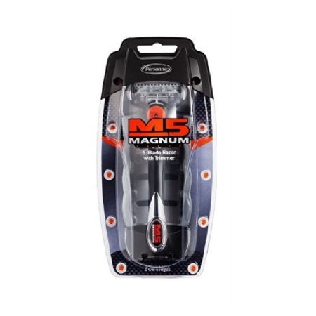 M5 Magnum 5 Razor with Trimmer, 2 Refill Blades and Travel Case + LA Cross Manicure 74858