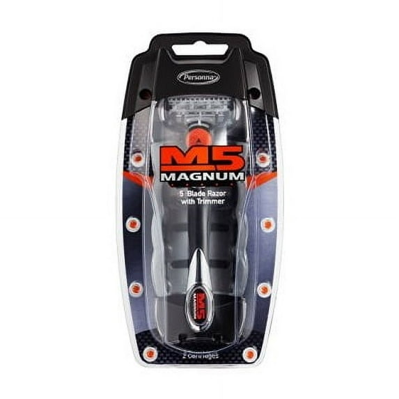M5 Magnum 5 Razor with Trimmer, 2 Refill Blades and Travel Case + Schick Slim Twin ST for Dry Skin