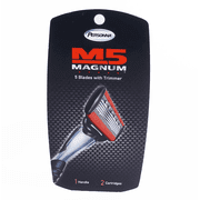 M5 Magnum 5 Razor with Trimmer, 2 Refill Blades