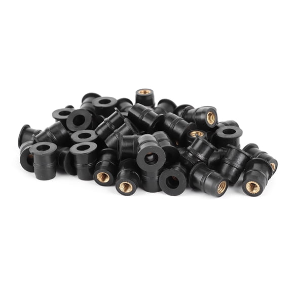 M5 Metric Rubber Nuts 5mm Motorcycle Windscreen Fairing Wellnut Fasteners Fixing Tool 50Pcs
