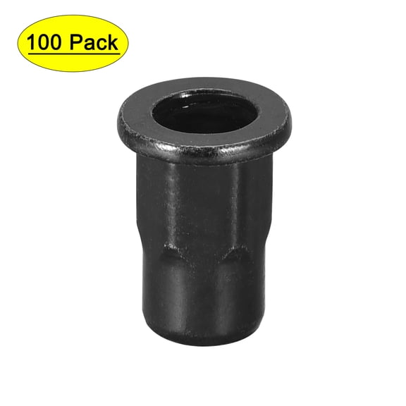 M5 Rivet Nuts, Thread Half Hexagonal Carbon Steel Zinc-Plated Flat Head Threaded Insert Nut Black 100 Pcs