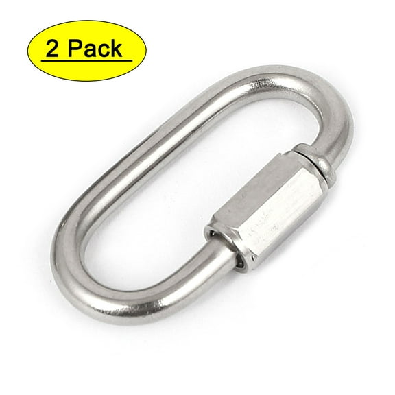 M5 Stainless Steel Quick Oval Screwlock Link Lock Hook Carabiner 2pcs