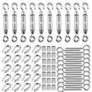 M5 Turnbuckle Kit for 1/16" Wire Rope 304 Stainless Steel Turnbuckle Kit M5 Hook and Eye Turnbuckle M2 Cable Lugs M5 Eye Screw Hooks M2 Cable Sleeves