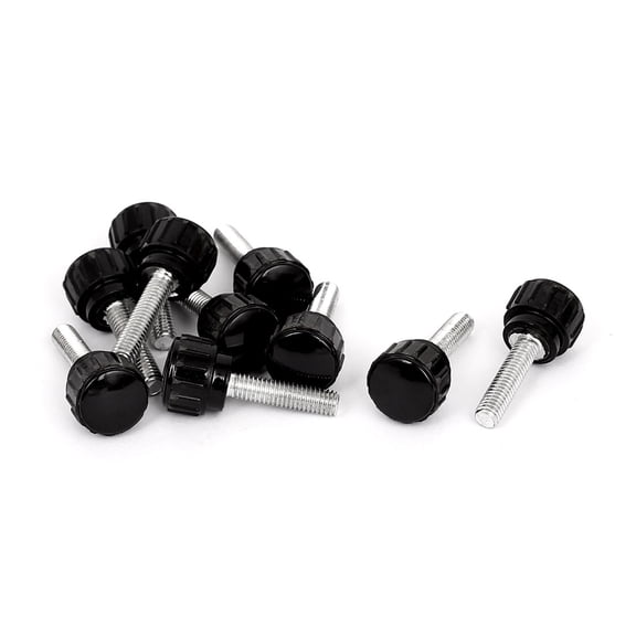 M5 x 0.06ft Male Thread Plastic Knurled Head Clamping Knob Jig Black 10pcs