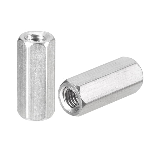 M5 x 0.8-Pitch 20mm Length Coupling Nuts, 5pcs 304 Stainless Steel Nuts