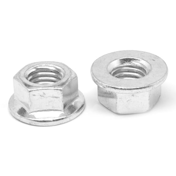 M5 x 0.80 Coarse Thread DIN 6923 / ISO 4161 Class 8 Hex Flange Nut Medium Carbon Steel Zinc Plated Pk 100