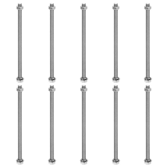 M5 x 100mm 304 Stainless Steel Hex Head Screws Bolts, Nuts, Flat & Lock Washers Assortment Kit, 10 Sets