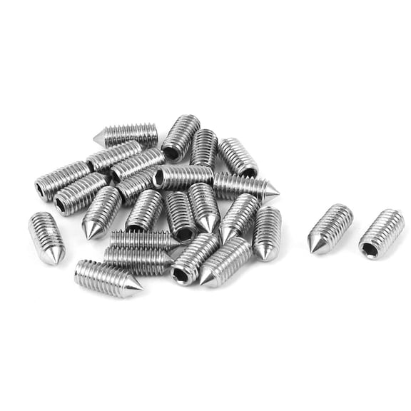 M5 x 12mm Cone Point Hex Socket Set Grub Screw Silver Tone 25 Pcs