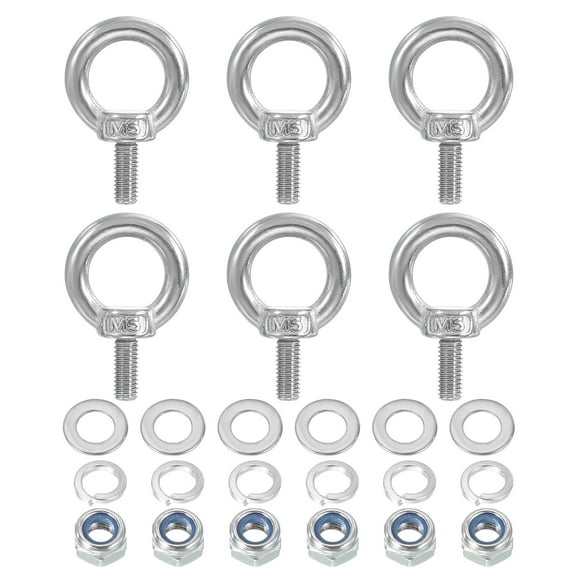 Uxcell Eye Bolt with Nut,304 Stainless Steel Lifting Shoulder Eyebolt Lift Thread Screws for Hanging M5 x 12mm 6