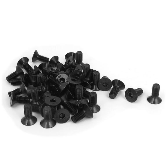 M5 x 12mm Metric Hex Socket Alloy Steel Countersunk Flat Head Screw Bolts Black 50PCS