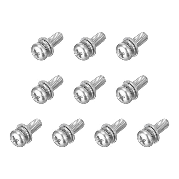 M5 x 14mm 304 Stainless Steel Phillips Pan Head Machine Screws Bolts Combine with Spring Washer and Plain Washers 10Pack