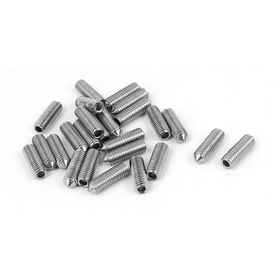 M5 x 16mm 304 Stainless Steel Cone Point Hex Socket Set Grub Screw 25 Pcs