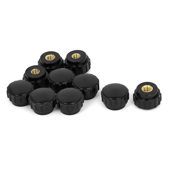 M5 x 18mm Female Thread Plastic Knurled Head Clamping Knob Jig Black 10pcs