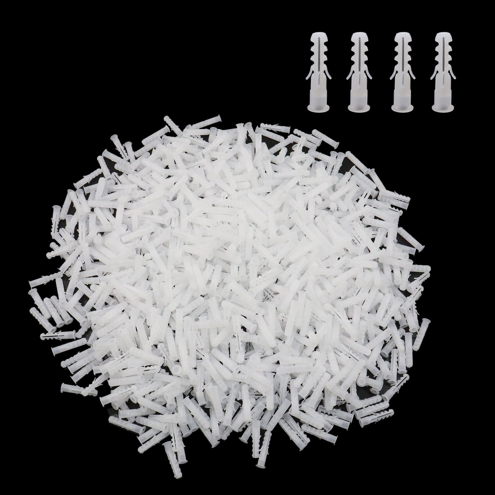 M5 x 25 mm Plastic Drywall Expansion Pipe Drywall Anchors Ribbed Wall Anchors,Pack of 1000