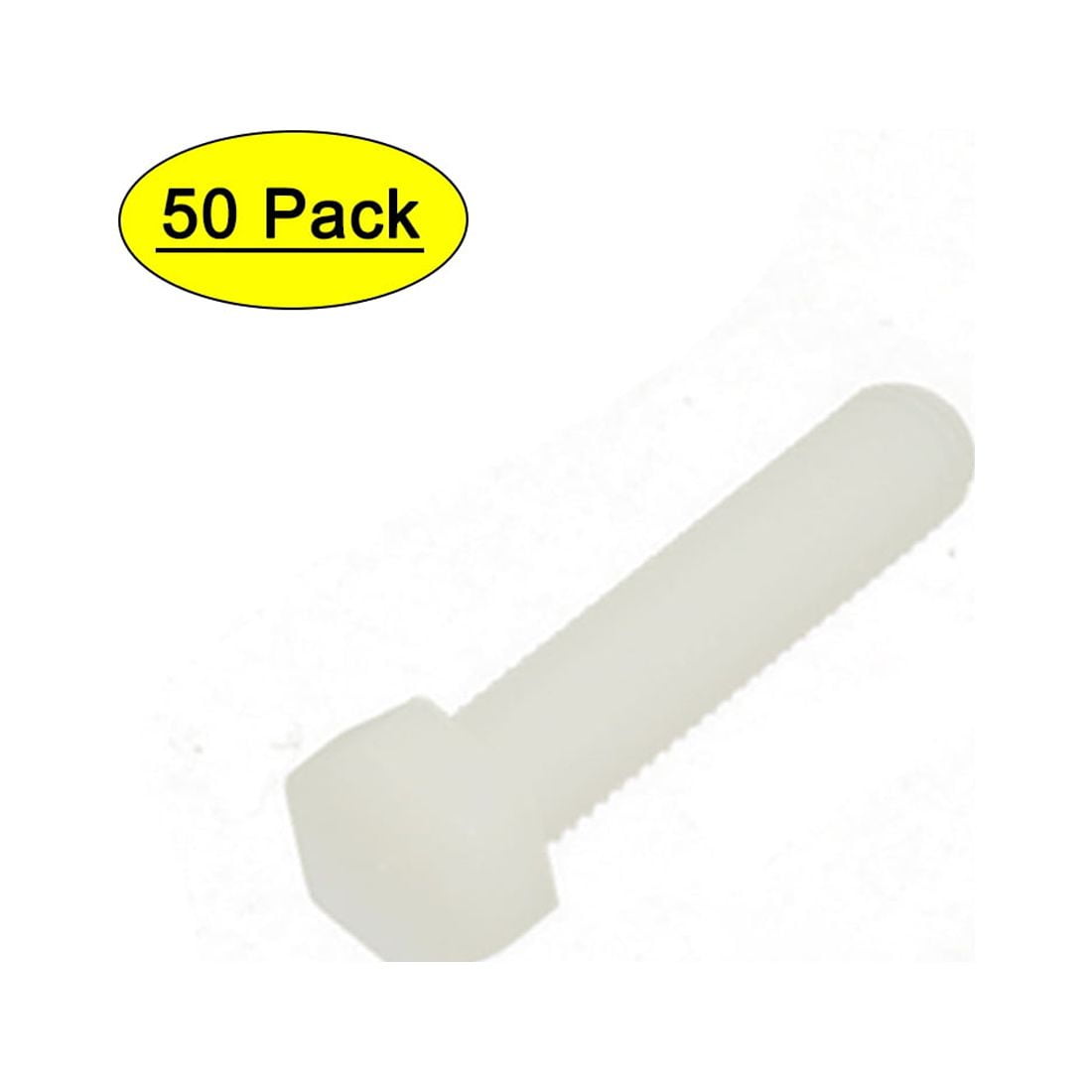 M5 x 25mm Full Thread Nylon Metric Hex Head Cap Screw Bolt Fastener 50Pcs