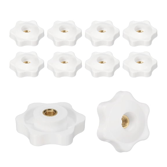 Uxcell Star Knobs, Knurled Thread Through Hole Knob Screw-On Type Clamping Nuts Handle for T-Track Bolts Mechanical Equipment White 5mm x 32mm