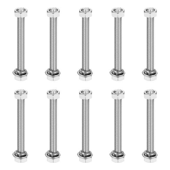 M5 x 45mm 304 Stainless Steel Hex Head Screws Bolts, Nuts, Flat & Lock Washers Assortment Kit, 10 Sets