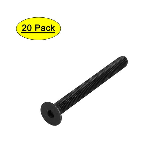 M5 x 50mm Fully Thread Flat Head Hexagon Socket Countersunk Scews Bolts 20 Pcs