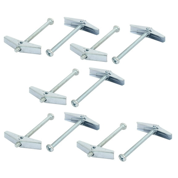 M5 x 75mm Male Thread Spring Loaded Hollow Wall Round Head Toggle Bolt 10pcs