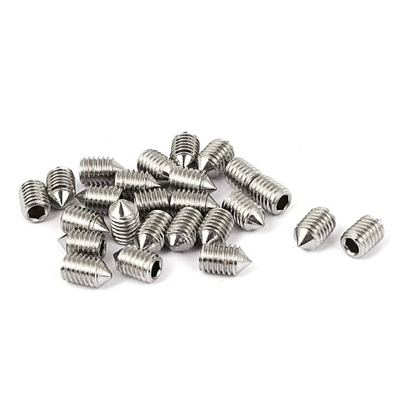M5 x 8mm Cone Point Hex Socket Set Grub Screw Silver Tone 25 Pcs