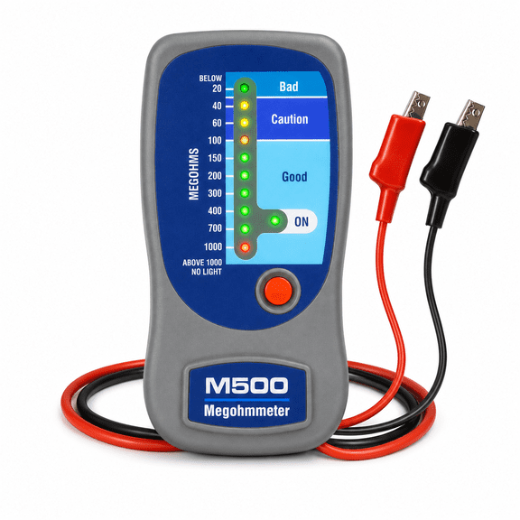 M500 500V Insulation Tester Megohmmeter, Digital Insulation Resistance Tester up to 1000M, Battery Operated Megger Tester for HVAC Compressors, Motors & Electrical Maintenance,