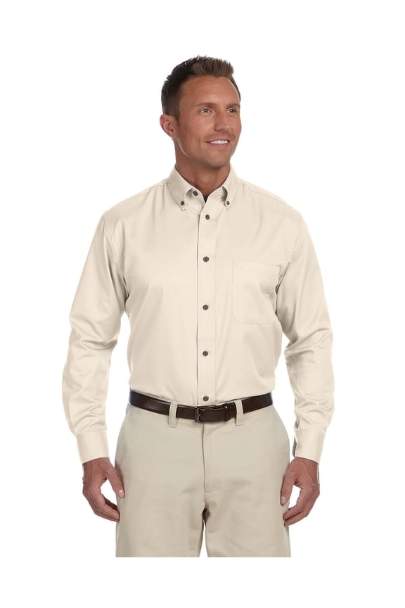 M500 Harriton Mens Easy Blend Twill Shirt Creme XS