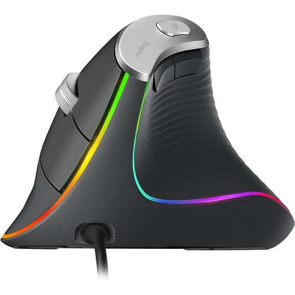 M504 Wired Vertical , USB Ergonomic Optical with 4 Adjustable DPI, 11 RGB Backlight Modes, Compatible for Laptop, PC, Desktop, Mac, Grey