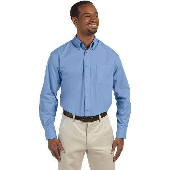 M510 Harriton Men's 3.1 oz. Essential Poplin Light College Blue L