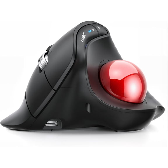 M514 Wireless Trackball Mouse - Reduce Wrist Strain with Ergonomic Vertical Design - Precision Thumb Control, Quiet Clicks, 3-Device Bluetooth & USB, Rechargeable for PC/Mac