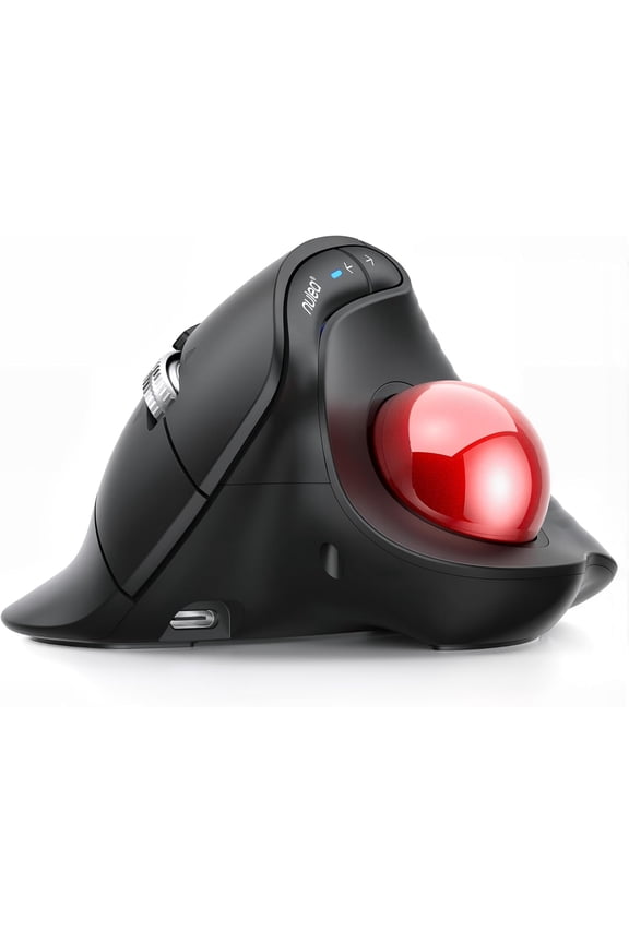 M514 Wireless Trackball Mouse - Reduce Wrist Strain with Ergonomic Vertical Design - Precision Thumb Control, Quiet Clicks, 3-Device Bluetooth & USB, Rechargeable for PC/Mac