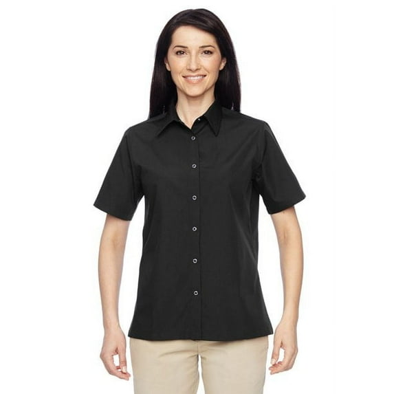 M545W Harriton Ladies Advantage Snap Closure Short-Sleeve Shirt Black 2XL