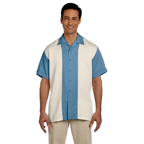 M575 Mens Two Tone Camp Shirt - Cloud Blue/Creme - 3X-Large