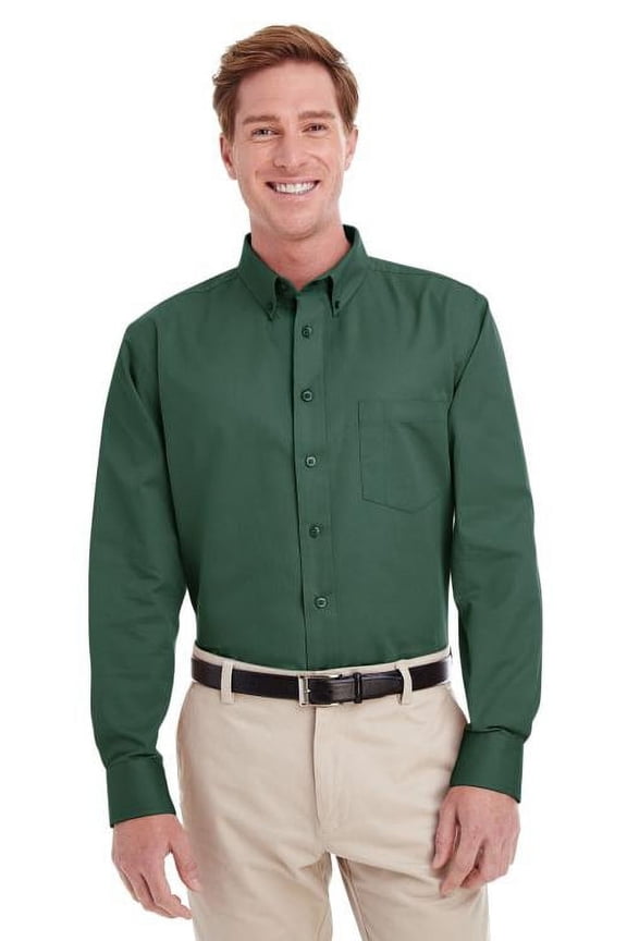 M581 Harriton Men Foundation Long-Sleeve Twill Shirt with Teflon Hunter 4XL
