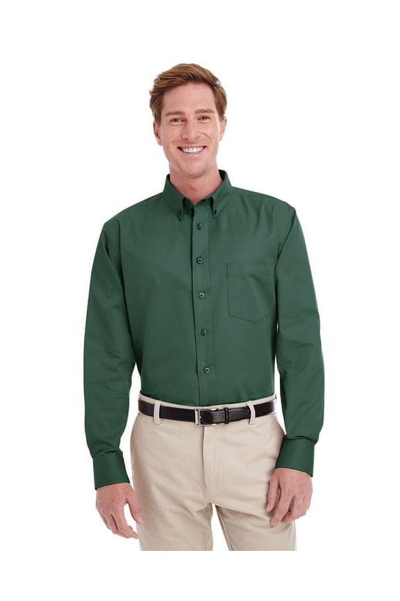 M581 Harriton Men's Foundation Long-Sleeve Twill Shirt with Teflon Hunter 5XL