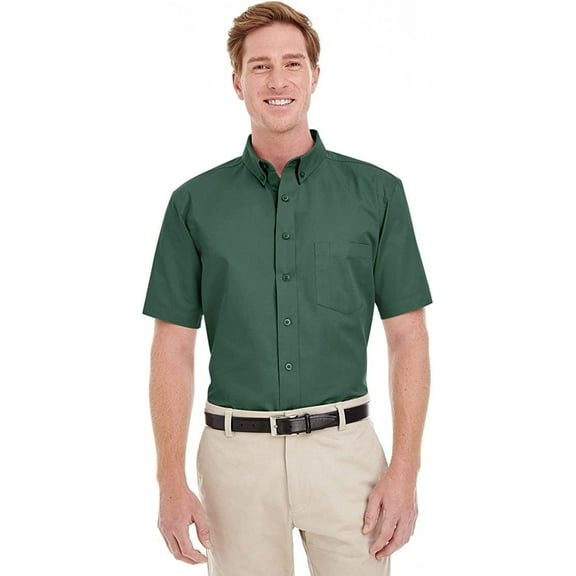 M582 Harriton Men's Short-Sleeve Twill Shirt Teflon Hunter 5XL
