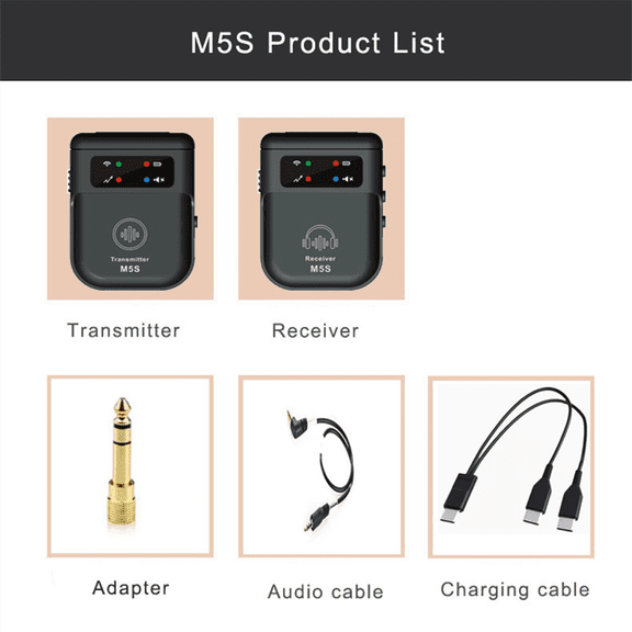 M5S Wireless in-Ear Monitor System 2.4G Wireless IEM System Stage Monitor for Studio, Band Rehearsal, Live Performance