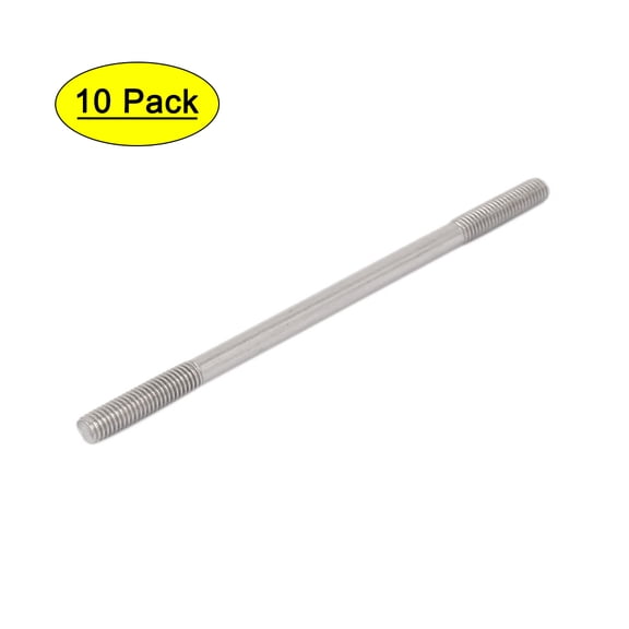 M5x100mm 304 Stainless Steel Double End Threaded Stud Screw Bolt 10pcs