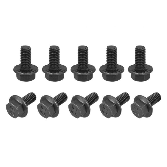 M5x10mm Hex Serrated Flange Bolts 10.9 Grade Carbon Steel Screws 10 Pack
