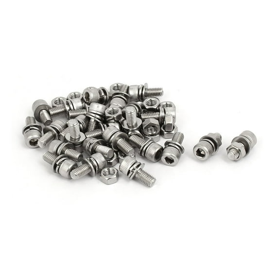 M5x12mm 304 Stainless Steel Hex Socket Head Cap Bolt Screw Nut w Washer 25 Sets