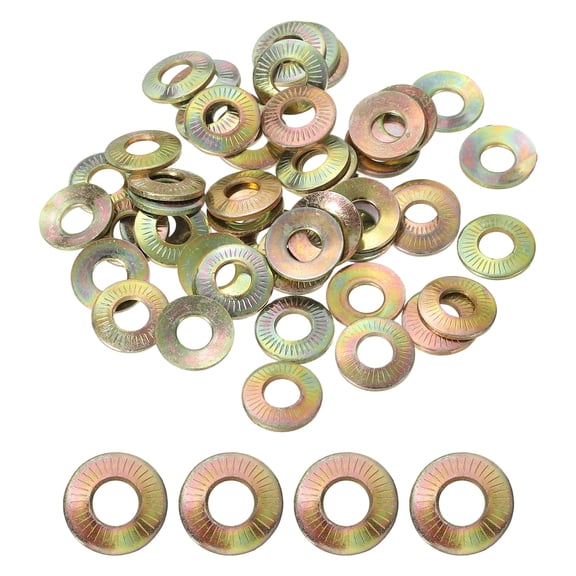 Uxcell Flat Washers Steel Belleville Spring Disc Washer Conical Knurled Metric Gasket for Automotive Industrial Construction Yellow Zinc Plating M5x12x1mm 50