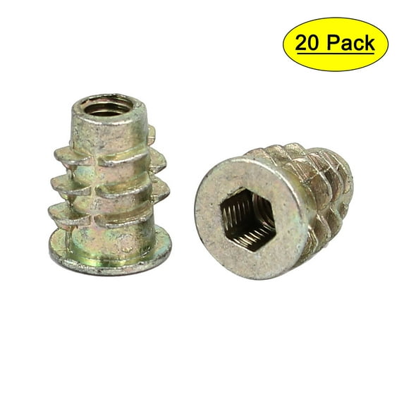 M5x14mm Interface Hex Socket Threaded Insert Nuts 20Pcs for Wood Furniture