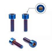 M5x15mm Titanium Bolts, Socket Head Cap Screws, Burnt Blue, 4 PCS Grade 5 Titanium, Lightweight Corrosion Resistant for Bottle Cages, Stems, Carbon Fiber Parts
