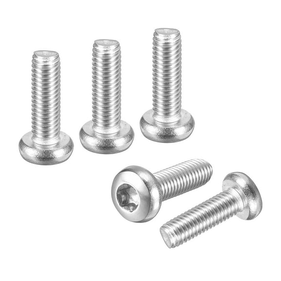 M5x16mm Pan Head Torx Security Screw - 100Pack - Good for Machinery - 304 Stainless Steel Button Head Torx Bolt Star Drive Security Fasteners - Silver Tone