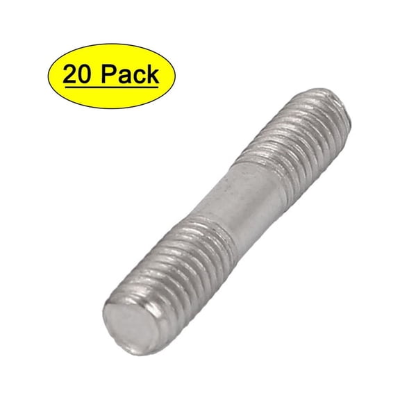 M5x25mm 304 Stainless Steel Double End Thread Stud 20pcs