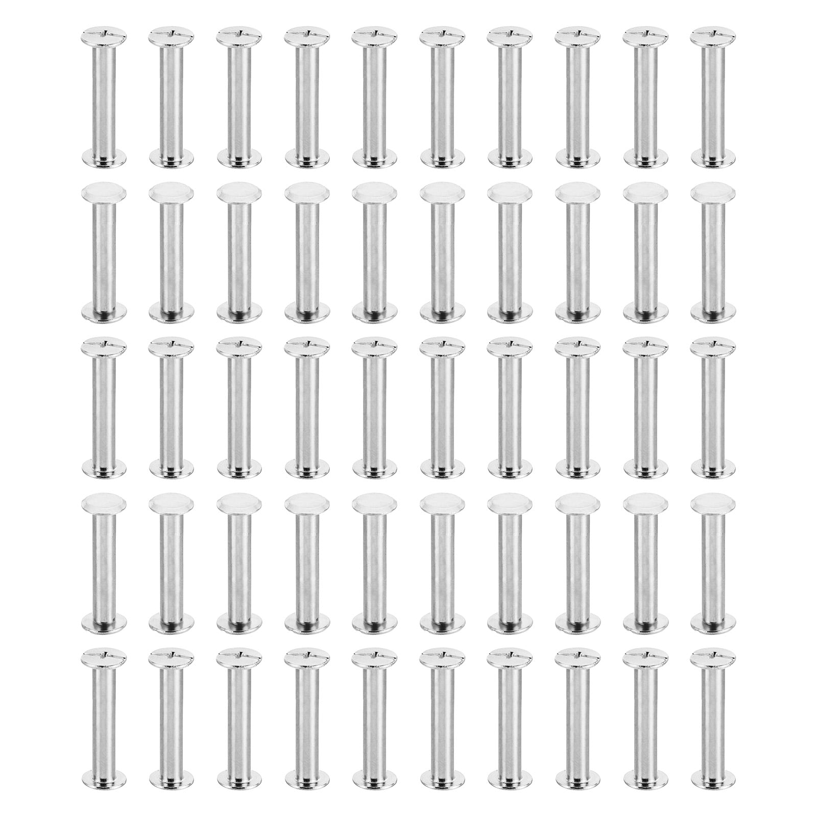 M5x25mm Chicago Screws, 100 Sets Brass Chicago Screw Phillips Binding Post Rivets for Leather Belt Scrapbook, Silvery