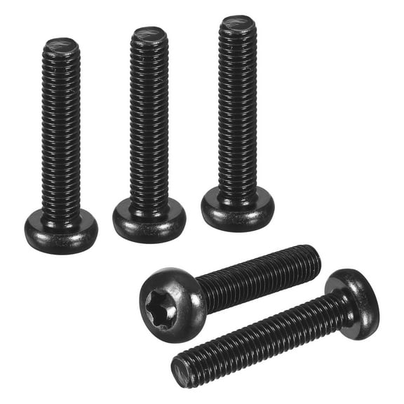 M5x25mm Pan Head Torx Security Screw - 60Pack - Good for Machinery - Carbon Steel Button Head Torx Bolt Star Drive Security Fasteners - Black