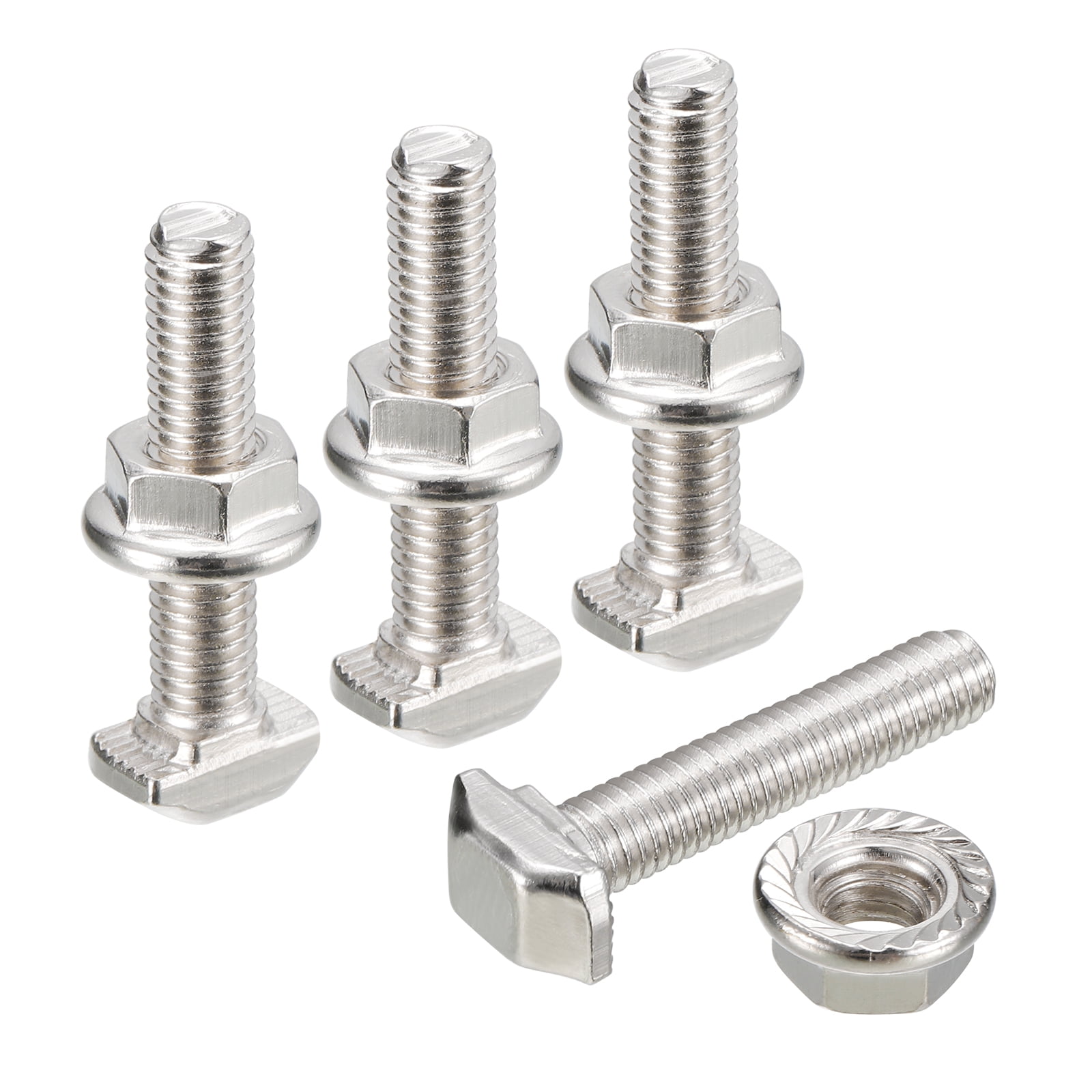 M5x25mm T Slot Drop in Bolt and M5 Hexagon Flange Nut Set 10 Sets T