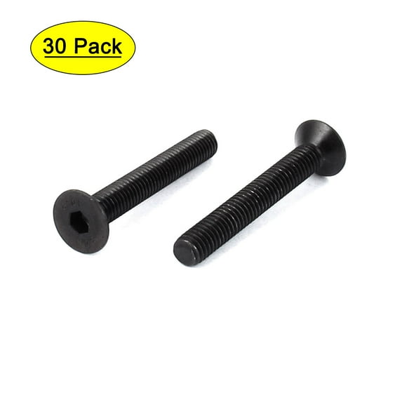 M5x35mm Carbon Steel Countersunk Head Hex Socket Screw Black 30pcs