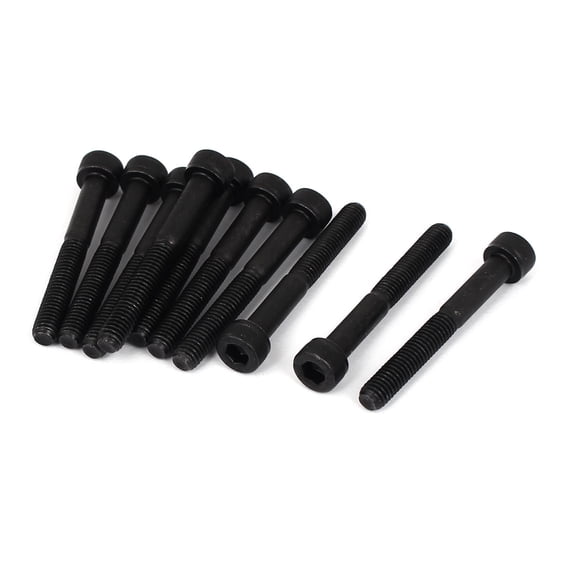 Unique Bargains M5x40mm 12.9 Alloy Steel Hex Socket Screws Partially Threaded Bolt Black 10Pcs